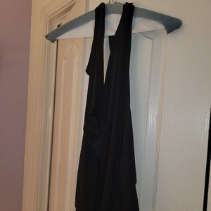 Sexy backless black halter top